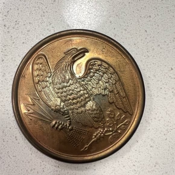Vtg Eagle & Quiver Lead Backed Civil War Brass Belt Buckle Military - Picture 4 of 4